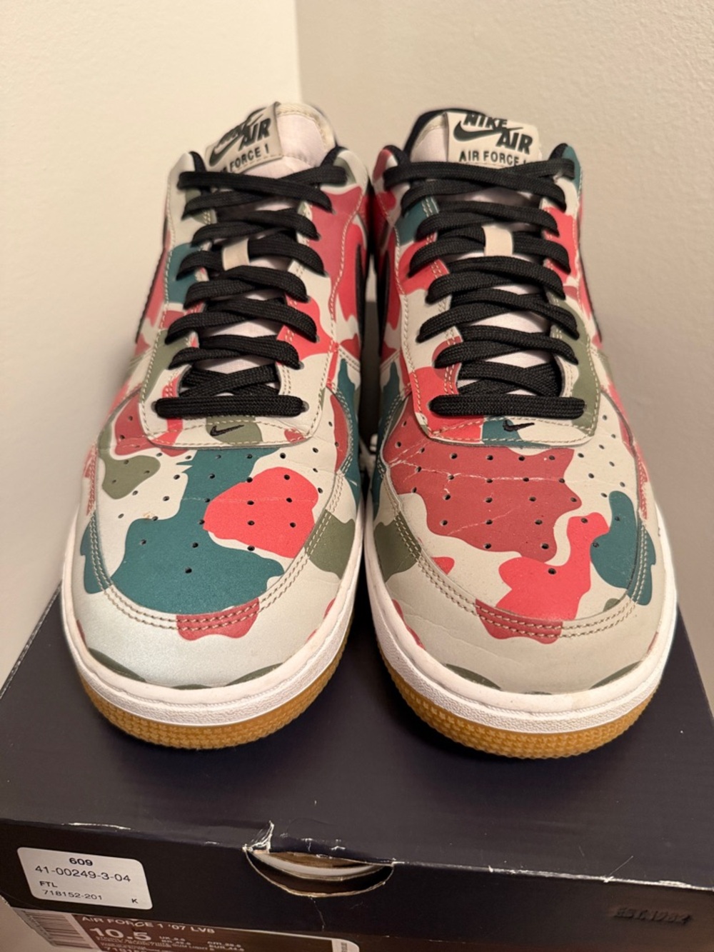 Nike Air Force 1 Low Camo Sneakers - Green, Pink, Tan, Black - Picture 8 of 13